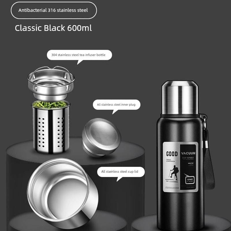 316 Stainless Steel Inner Tank Vacuum All-Steel Thermos Pot for Men, Portable Large-Capacity Thermos Cup for Outdoor Travel and Mountaineering