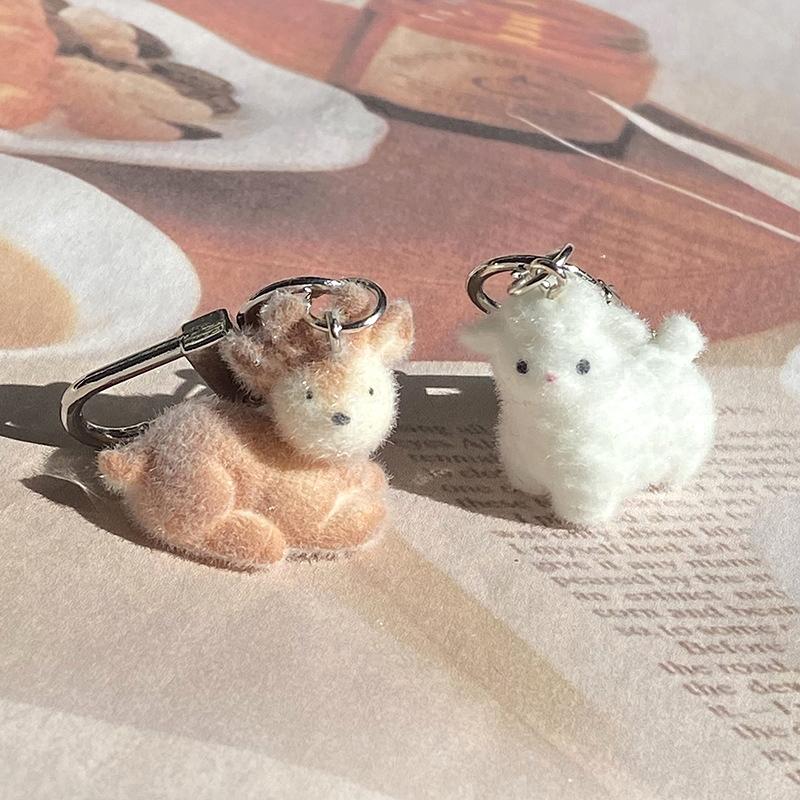 Flocking Elk Capybara Phone Strap Fluffy 3D Alpaca Doll Phone Chain Keychain Lanyard Bag Key Pendant Couple Gifts