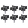 6pcs Star Knobs M5x12mm Male Thread Plastic 4 Star Stud Knobs Hand Tighten