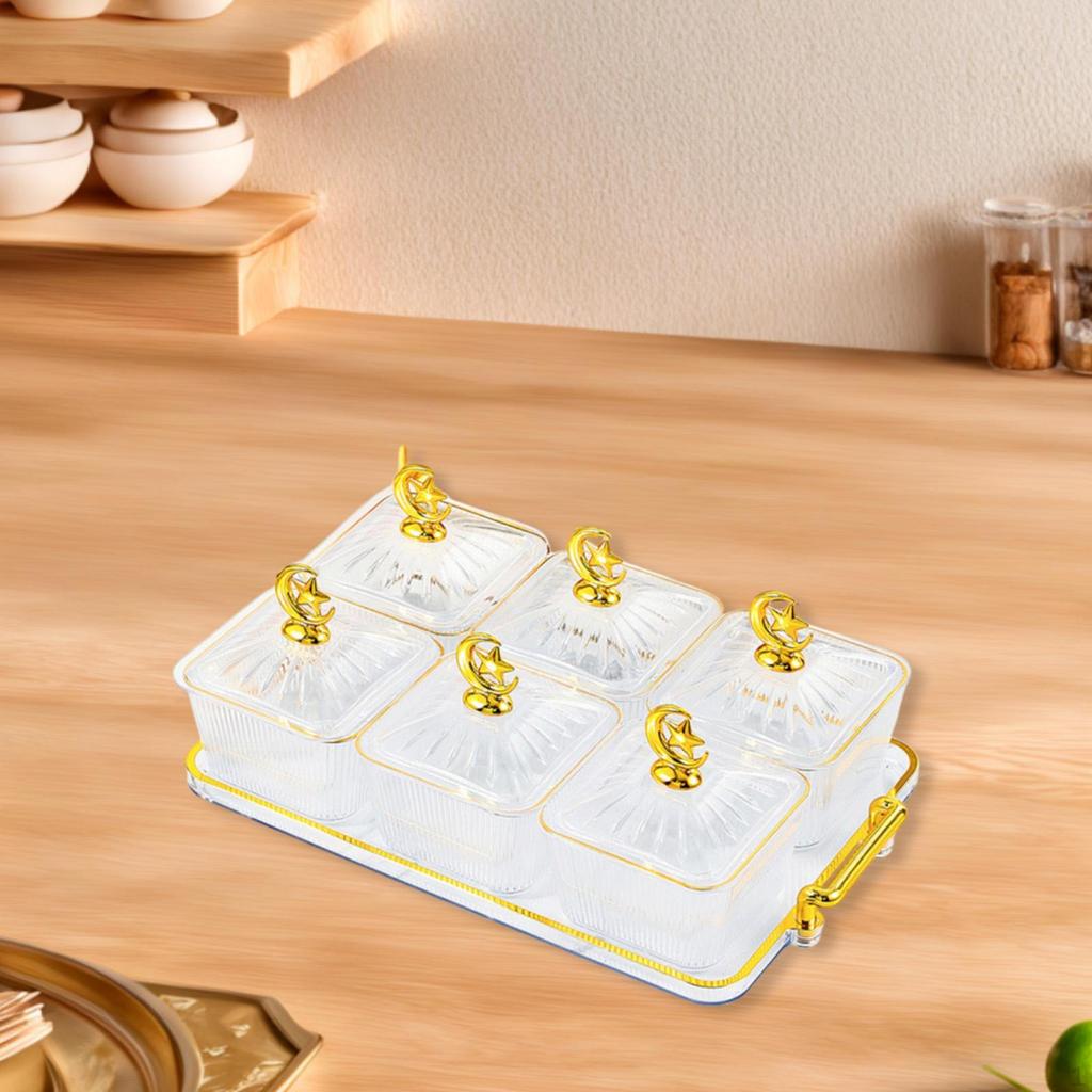 Divided Serving Bowl, Appetizer Plate, Multi-purpose Candy And Nuts Bowl with Lid, Dry Fruit Tray