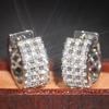 Huitan Dainty Hoop Earrings with Shiny Cubic Zirconia Noble Daily Life Office Jewelry for Women Fashion Stylish Ear Accessories