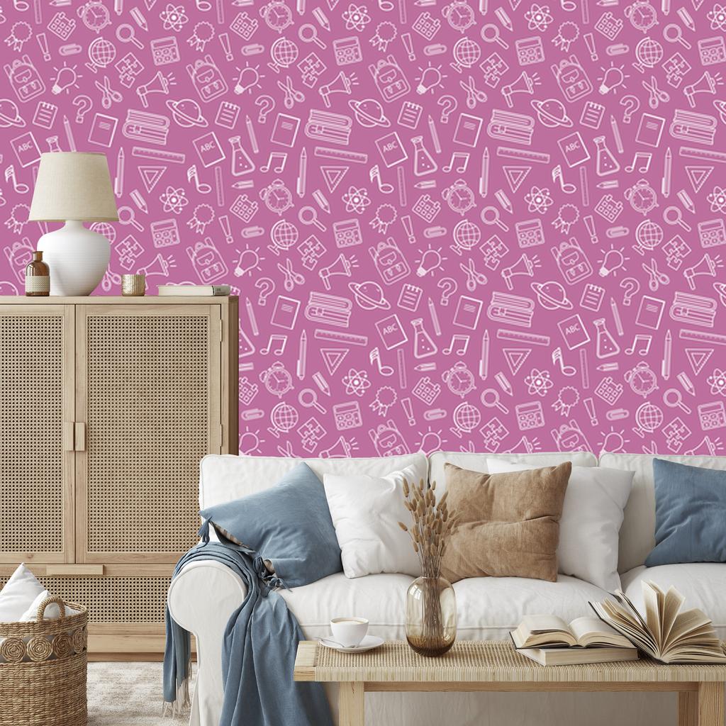 Wallpaper School Supplies Purple, Purple Center 50x1000