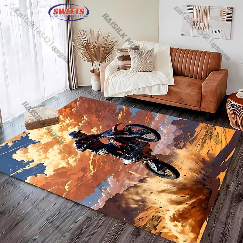 Motocross-Themed Rug for Active Spaces carpet for home sofa bedroom, gift