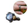 Vintage Faux Moonstone Round Leaves Women Inlaid Rose Ring Party Jewelry Decor