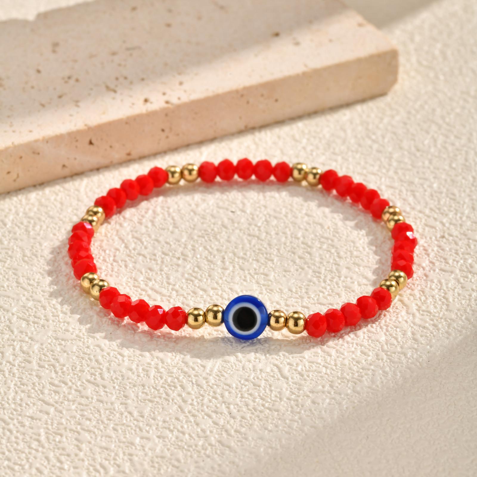 

Fashion Colorful Crystal Beads Evil Eye Charm Bracelet for Women, Elastic Chain Handmade Wristband Bracelet, Charm Jewelry Gifts