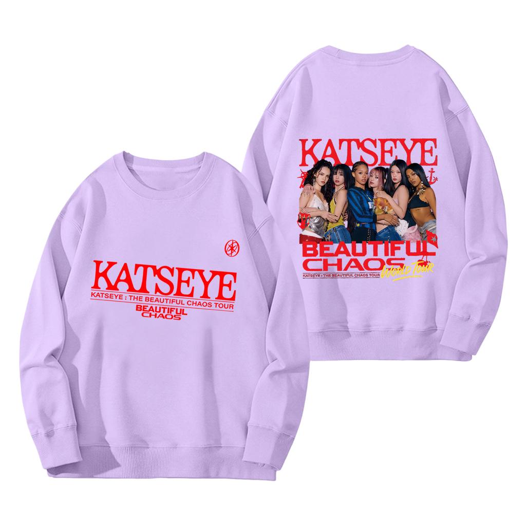 Damenmode Langarm Print Rundhals Lockerer Pullover Sweater Top