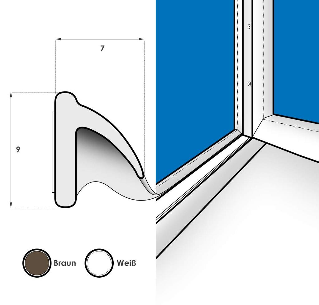 50m GUMMIDICHTUNG V-Profil BRAUN 9mm selbstklebend Fensterdichtung Türdichtung Gummi Dichtung Dichtungsband Profildichtung