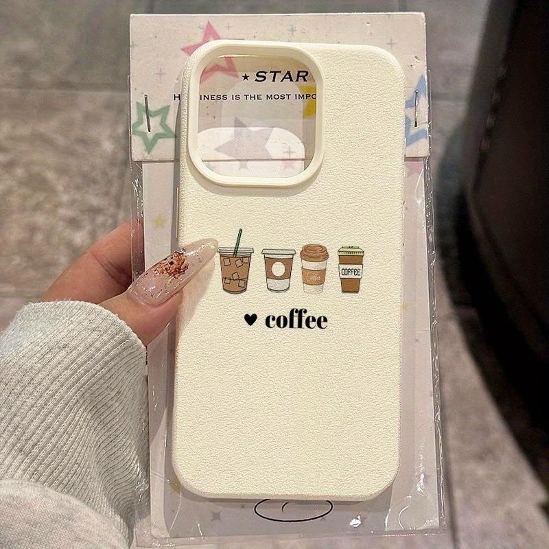 Minimalist Coffee Pattern Phone Case For Iphone 16 15 14 13 12 11 17 Pro Max Mini 7 8 Plus Vintage Floral Soft Cover