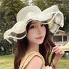 Elegant Sun Hat For Women Paper Straw Breathable And Foldable Lace Bowknot Wide Brims Panama Hat for Camping Travel