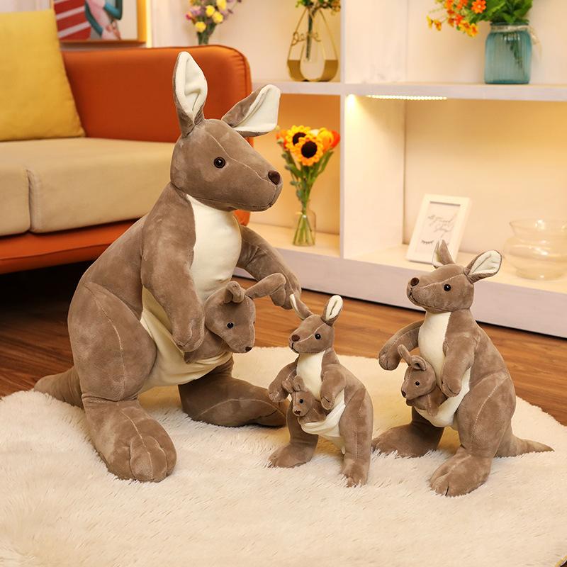 New Cute Kangaroo Doll Plush Toy Mother and Child Kangaroo Animal Doll Doll