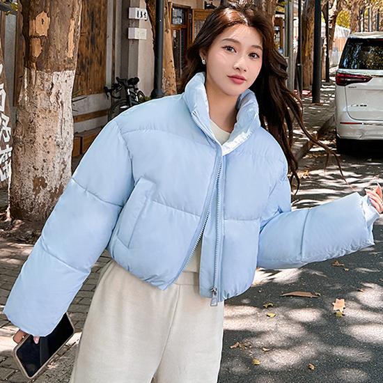 Baumwolljacke Damen Kurzstil Stehkragen Verdickte Daunen-Baumwolljacke Damen Koreanische Version Brotjacke Studenten Baumwolljacke Jacke