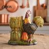 Festive Tabletop Ornament Set Autumn Harvest Figurine Ornament, Decorative Resin Statue, Turkey/Scarecrow/Pumpkin Vintage Festival Displays
