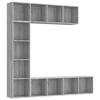 3152714 vidaXL 3-piece Bookcase-TV Unit Set Sonoma Grey 180x30x180 Cm