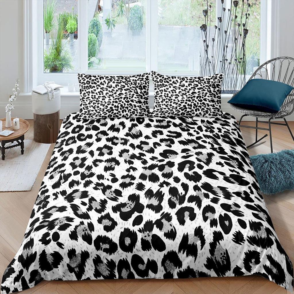 Leopard Bedding Set Queen King Soft Bedclothes Twin Bohemian Print Duvet Cover with Pillowcase Polyester Quilt Cover for Adults