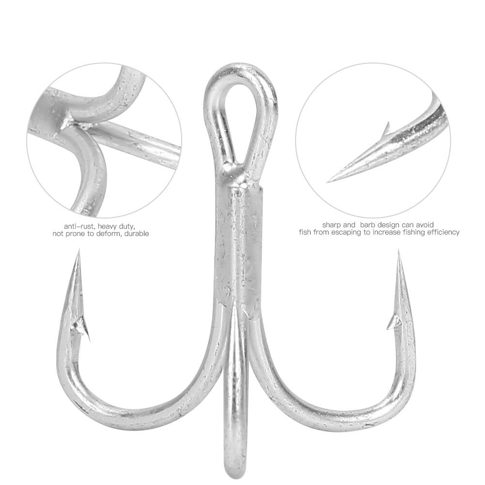 Fishing Hook Sharpened Barbed High Strength Metal Treble Hooks Fishhook (20pcs*6#)