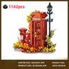 1142Pcs Retro British Phone Booth Building Blocks Toy European Series Mailbox Floral Light Detail Creative Ornament MOC Gift