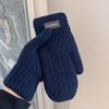 Velvet Thickened Warm Gloves Winter Men's Windproof and Cold-proof Woolen Knitted Double-layered Mittens for Students Outdoor Riding Trend