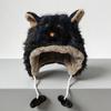 Ear Protection Plush Beanie Warm Lei Feng Cap Cute Faux Fur Hat  for Women