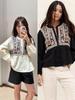 Camicia Larga Ricamata Francese Stile Bohemien con Maniche a Lanterna