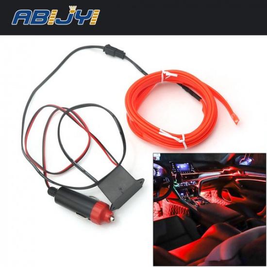 2M Auto Car LED Strip Light Interior Decor Atmosphere Wire Strip Lamp 12V Red
