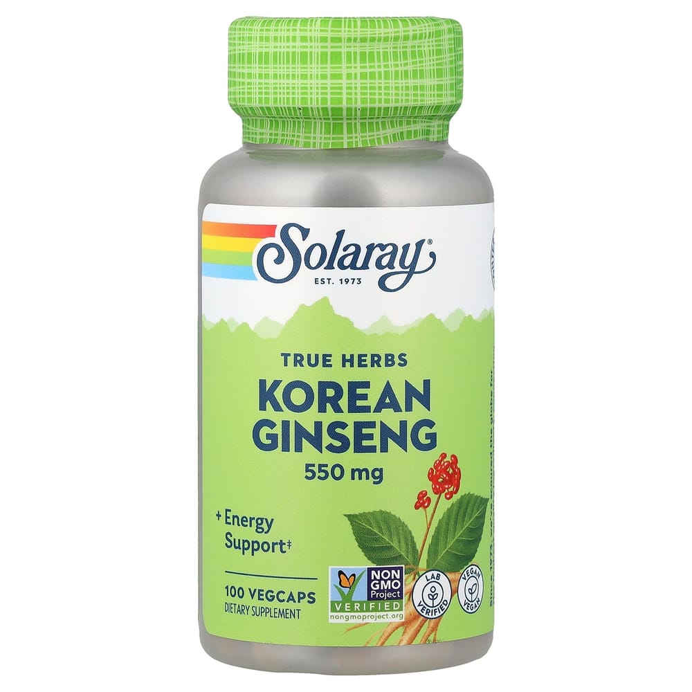 Solaray Korean Ginseng 550mg Veggie Capsules 100 Count
