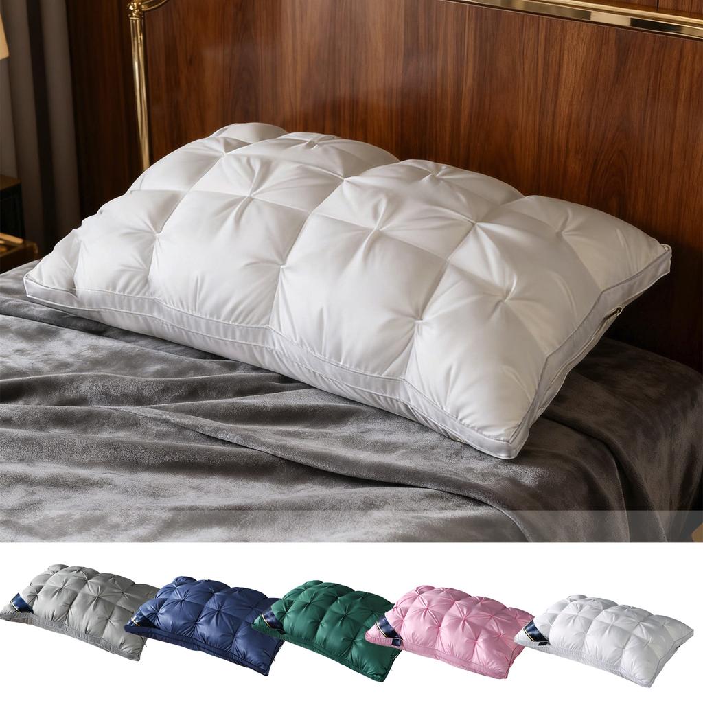 Hypoallergenic Down Alternative Pillow for Sleeping Quilted Square Pattern Soft Support for Home Bed