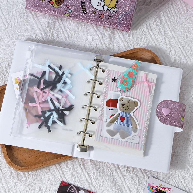 Cartoon Heart A7 Diary: Student Hardcover Notebook with Detachable Pocket, Loose-Leaf Design