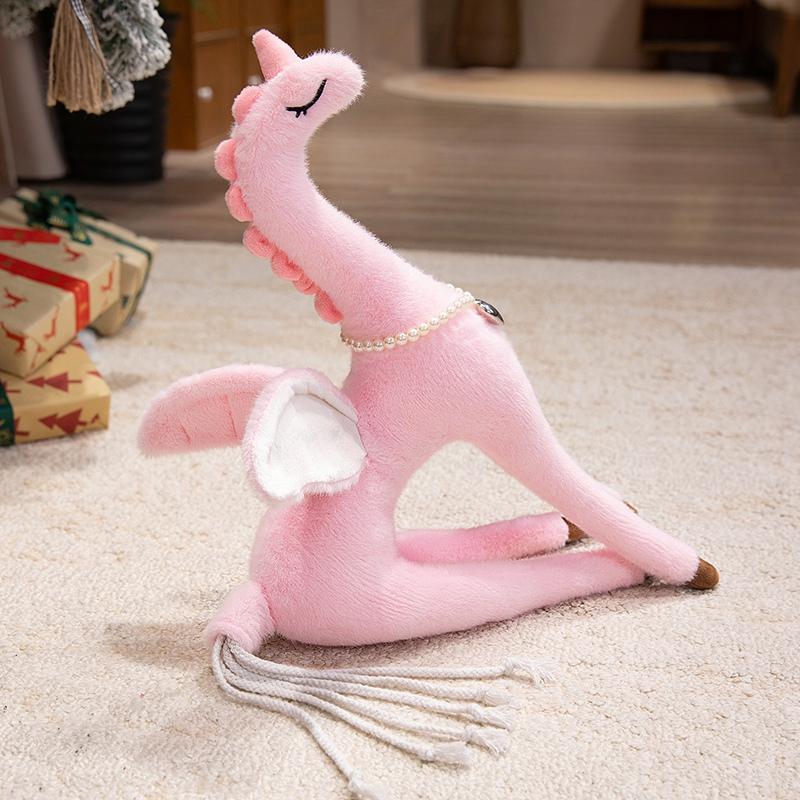 5070Cm Elegant Tsundere Princes Unicorn Plush Toy Stuffed Artificial Pearl Necklace Flying Wings Horse Plushie For Girl Gift