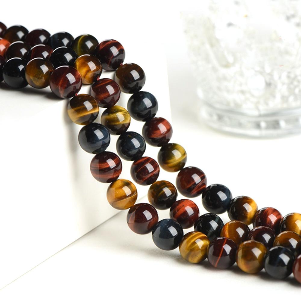 Multicolor Tiger Eye Natural Stone Red Blue Beads 15"Strand Smooth Loose Spacer Beads 4/6/8/10/12mm for Jewelry Making DIY Bracelets Accessories