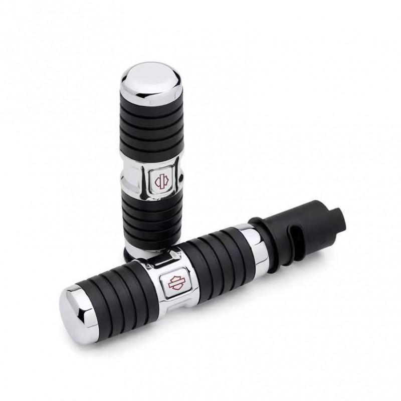 Harley-Davidson Universal Softail Street Bob Breakout Fat Boy Handlebar Grips Aluminum Black Chrome 27x11x7cm