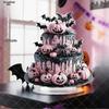 1pcs Halloween Creepy Pink Cake Castle Horror Pumpkin and Bat Tabletop Decoration Ornament - 2D Flat Acrylic Desktop Ornament