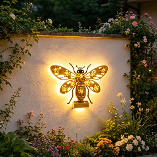 Solar Owl Light Butterfly Garden Decorative Metal Outdoor Wall Decor Waterproof IP65 Solar