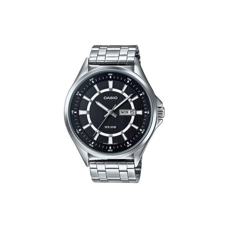 

Casio STANDARD series 50m waterproof quartz movement stainless steel strap Japanese and Korean watch men s watch black dial MTP-E108D-1AVDF чёрный