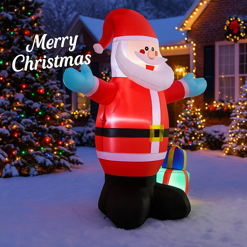 4.9FT LED Inflatable Xmas Yard Decor Giant Santa Claus Christmas Decoration Ornament Festive Christmas Supplies Holiday Toy Gift
