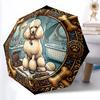Royal Poodle Mirror Pattern Umbrella, Portable and Foldable Design, 8 Ribs, a Casual Accessory for Halloween, Christmas, and Birthday Gifts.