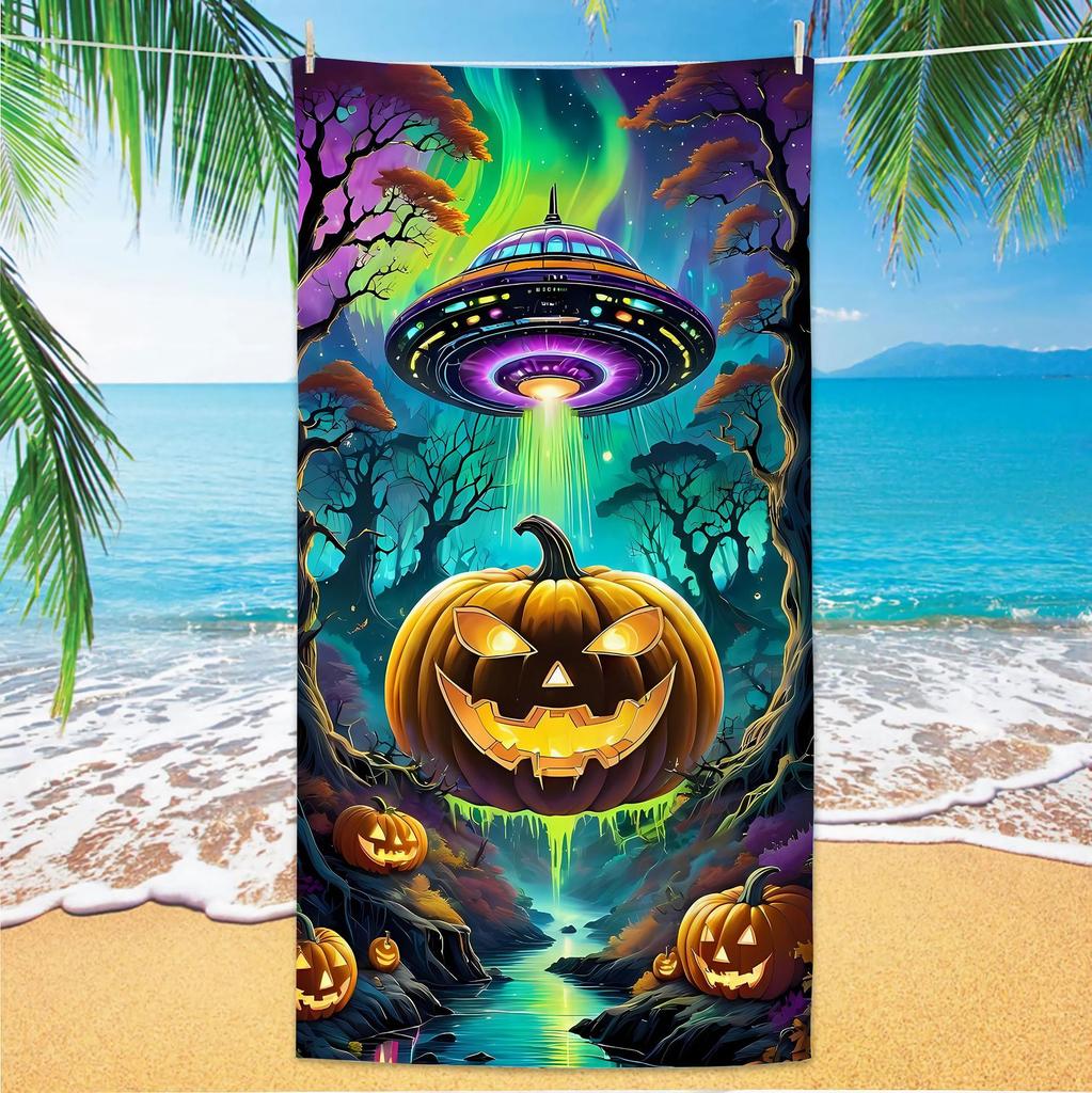 Gothic Skull Beach Towel Microfiber Quick Dry Bath Towel Dark Forest Horror Print Swimming Pool Towel Large Decor Towel