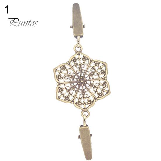 Vintage Hollow Flower Women Double-End Clamp Sweter Shirt Collar Cardigan Clip