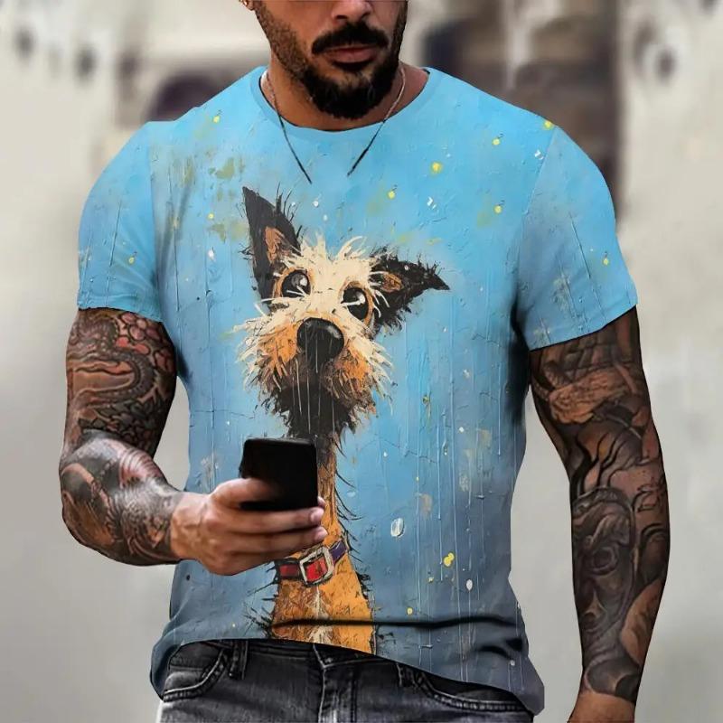 Rychleschnoucí pánské tričko s krátkým rukávem se zvířecím potiskem Pánské 3D tištěné ležérní tričko Módní pouliční nadměrné oblečení Pánské tričko
