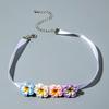 1 STÜCK Strandurlaubsstil Bunte Harz Ei Blume Halskette für Damen Schmuck, Sommerlicher Frischer Stil Choker-Halskette