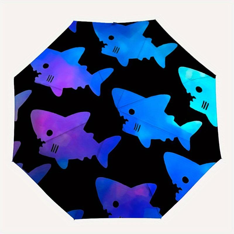 1pc Shark Pattern Automatic Umbrella - 8-Rib Foldable Design, Outdoor Adventures, and Family Celebrations yy250829054