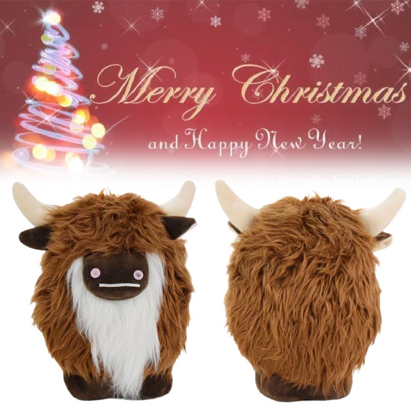 Cattle Highland Scottish Plush Toy Long Hair Bull Doll Xmas Gift Decoration