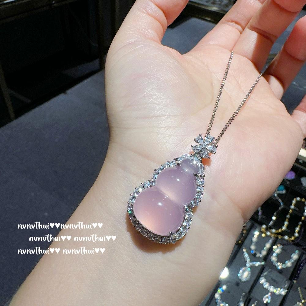 Madagascar Chalcedony Gourd Pendant Necklace, New Chinese Style, Sunflower Pink Purple Chalcedony Ring, Combination