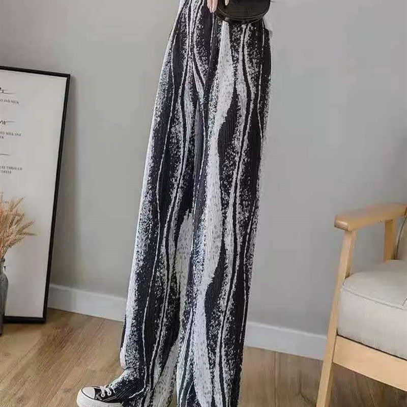 

Брюки плиссе в стиле тай-дай, повседневные, женские, с высокой талией, тонкие, S Black 80(Free size -140)