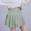 2025 New Summer Women's Fruit Green Pleated A-Line Mini Skirt - College Style, High Waist, Korean Version