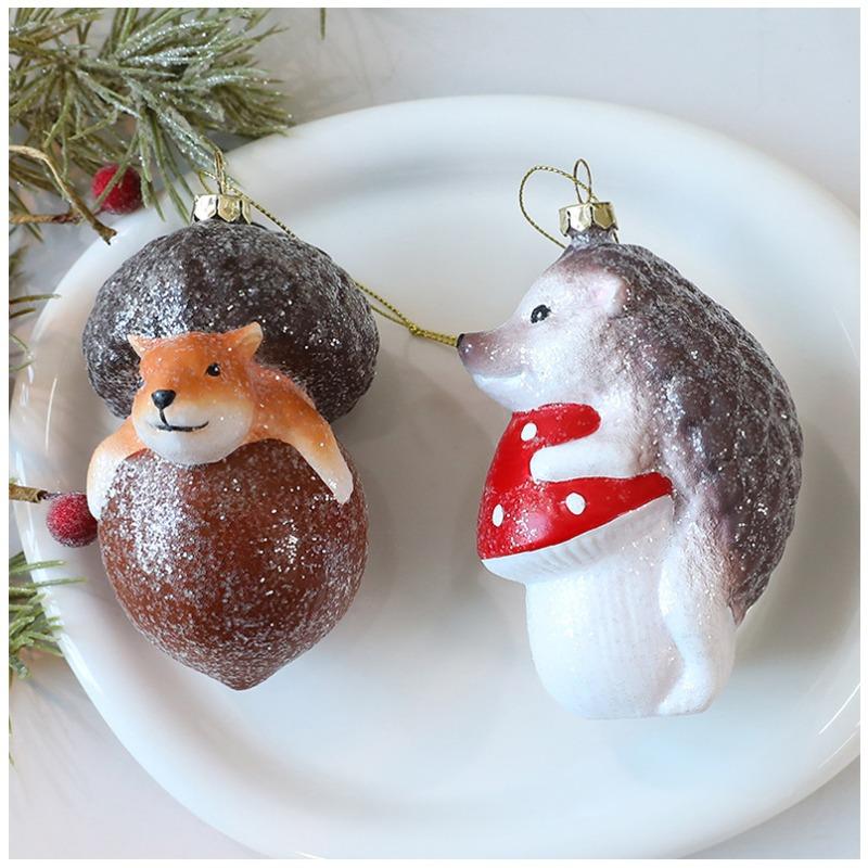 New Christmas tree decoration fox hedgehog special-shaped Christmas ball ornament Christmas tree pendant pendant