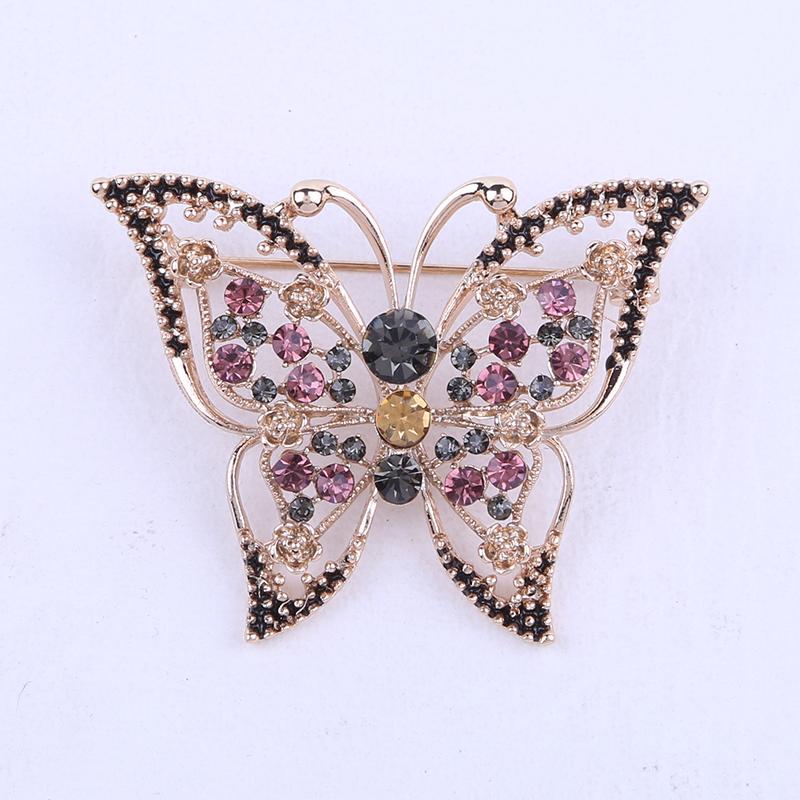 Luxury Rhinestone Hollow Butterfly Brooches for Women Insect Pins Event Party New Gifts Backpack Decoration Clothes Accessories
