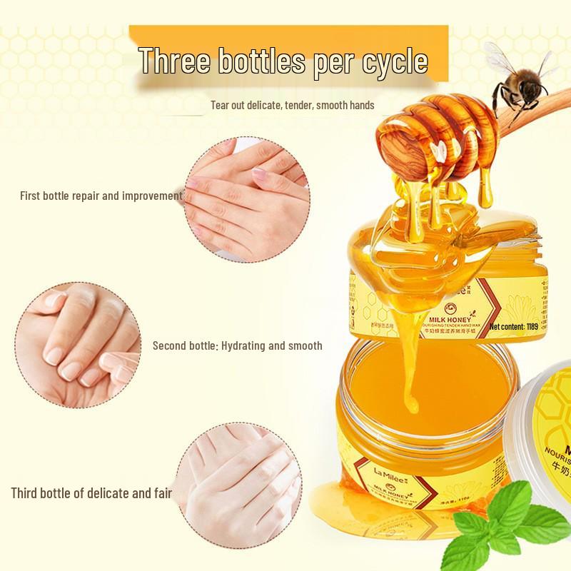 Honey Hand Wax Mask: 110g of Tender, Smooth Moisturizing Hand Care for Rough Skin & Calluses, Hydrating & Exfoliating for Soft, White Hands.
