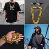 Thug Life Gold Chain Gold Oversized Gold Plastic Fake Gold Punk Punk Elements Gold Hip Hop Costume Net Red Prop Length Necklace, Necklace, Necklace,