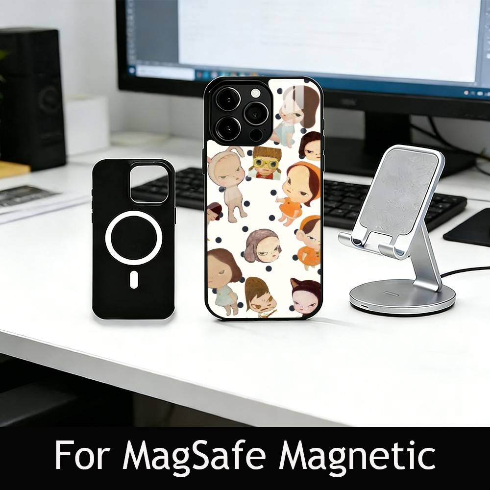 Art of Japan Y-Yoshitomo Nara Phone Case For iPhone17,16,15,14,13,12,11 Plus,Pro Magnetic with Magsafe Wireless Charging