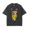 Washed Vintage TV Show Fan Breaking Bad Walter White Heisenberg Cat Funny Meme Tshirts Mens Women Cotton Oversized T Shirts